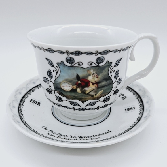 Disney Other - DISNEY | Disney Wonderland Tea white rabbit & queen of hearts teacup & saucer